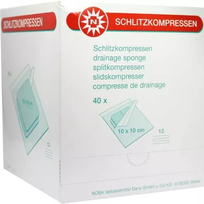 SCHLITZKOMPRESSEN 10x10 cm sterili 12 reizes, 40X2 gab SCHLITZKOMPRESSEN 10x10 cm sterili 12 reizes, 40X2 gab