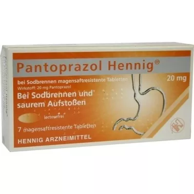 PANTOPRAZOL Hennig pret grēmas 20 mg msr. tabletes, 7 gab