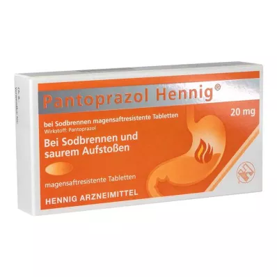 Pantoprazole Hennig b.Heartburn 20 mg zarnās šķīstošās tabletes, 7 gab Pantoprazole Hennig b.Heartburn 20 mg zarnās šķīstošās tabletes, 7 gab
