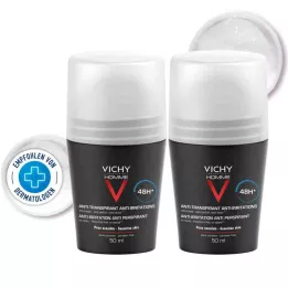 VICHY HOMME Dezodorants roll-on jutīgai ādai 48h DP, 2X50 ml