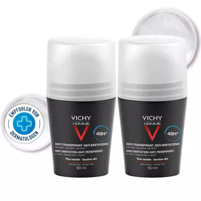 Vichy Homme dezodorants rullītis jutīgai ādai 48h Dp (2x50 ml) Vichy Homme dezodorants rullītis jutīgai ādai 48h Dp (2x50 ml)
