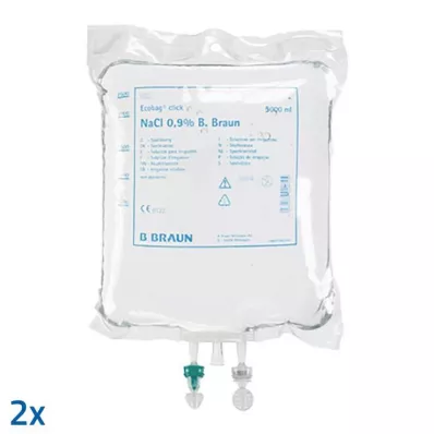 Sāls šķīdums 0,9% B.Braun skalošanas šķīdums Ecob.Click, 2X5000 ml