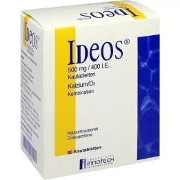 IDEOS 500 mg/400 I.U. košļājamās tabletes, 90 kapsulas