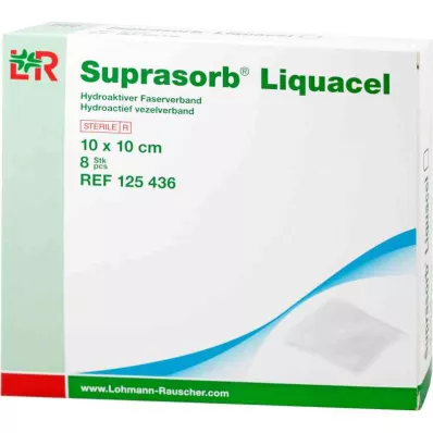 SUPRASORB Liquacel hidroaktīvo šķiedru pārsējs 10x10 cm, 8 gab