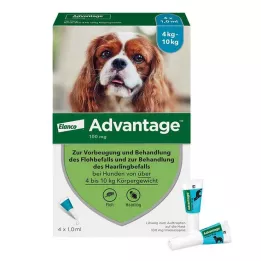 ADVANTAGE 100 šķīdums suņiem 4-10 kg, 4 gab