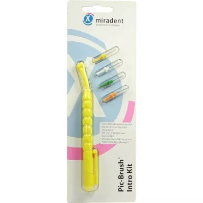 PIC BRUSH Intro komplekts dzeltens 1 rokturis + 4 birstes, 1 P PIC BRUSH Intro komplekts dzeltens 1 rokturis + 4 birstes, 1 P