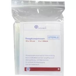 SAUGKOMPRESSEN sterils 10x10 cm, 5X1 gab