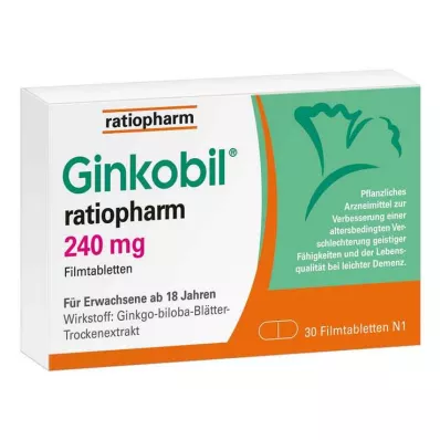 GINKOBIL-ratiopharm 240 mg apvalkotās tabletes, 30 gab GINKOBIL-ratiopharm 240 mg apvalkotās tabletes, 30 gab
