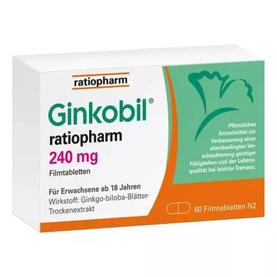 GINKOBIL-ratiopharm 240 mg apvalkotās tabletes, 60 gab GINKOBIL-ratiopharm 240 mg apvalkotās tabletes, 60 gab