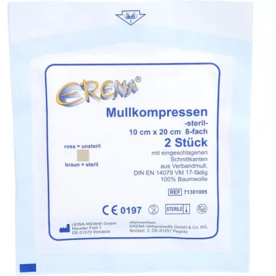 ERENA Marles kompress 10x20 cm sterils 8 reizes, 5X2 gab