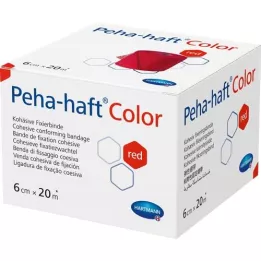 PEHA-HAFT Krāsu fiksācijas lente bez lateksa 6 cmx20 m sarkana, 1 gab