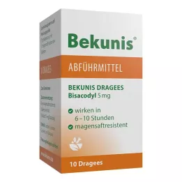 BEKUNIS Dragees Bisakodils 5 mg zarnās apvalkotās tabletes, 10 gab
