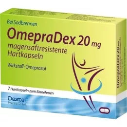 OMEPRADEX 20 mg kuņģim noturīgas cietās kapsulas, 7 gab