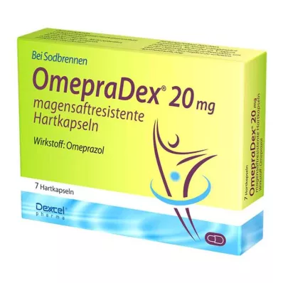 OMEPRADEX 20 mg kuņģim noturīgas cietās kapsulas, 7 gab