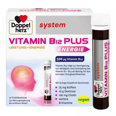 DOPPELHERZ Vitamīna B12 Plus sistēmas dzeramās ampulas, 10X25 ml DOPPELHERZ Vitamīna B12 Plus sistēmas dzeramās ampulas, 10X25 ml