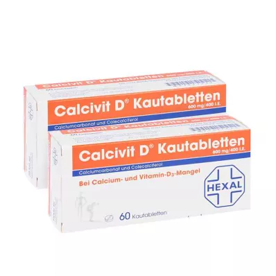 Calcivit D košļājamās tabletes 600 mg/400 starptautiskās vienības (120 gab.) Calcivit D košļājamās tabletes 600 mg/400 starptautiskās vienības (120 gab.)