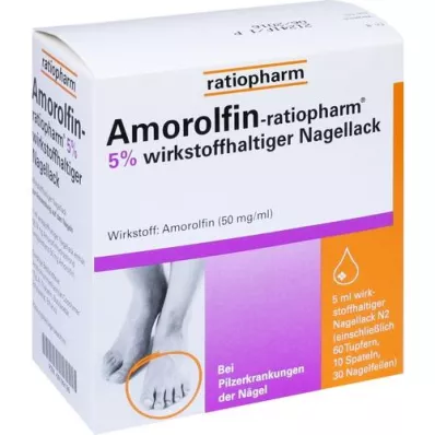 AMOROLFIN-ratiopharm 5% aktīvās sastāvdaļas nagu laka, 5 ml