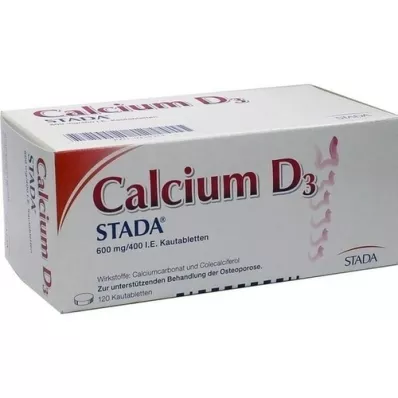 CALCIUM D3 STADA 600 mg/400 I.U. košļājamās tabletes, 120 kapsulas