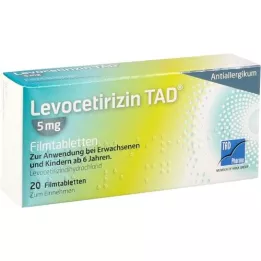 LEVOCETIRIZIN TAD 5 mg apvalkotās tabletes, 20 gab