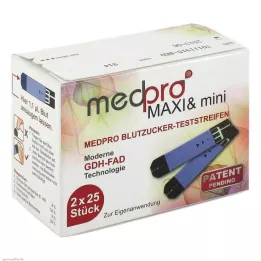 MEDPRO Maxi & mini glikozes līmeņa noteikšanas sloksnes, 2X25 gab