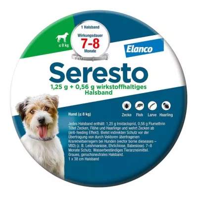 SERESTO 1.25g + 0.56g apkakle suņiem līdz 8kg, 1 gab SERESTO 1.25g + 0.56g apkakle suņiem līdz 8kg, 1 gab
