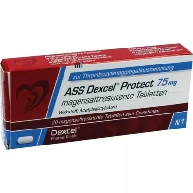 ASS Dexcel Protect 75 mg zarnās apvalkotās tabletes, 20 gab