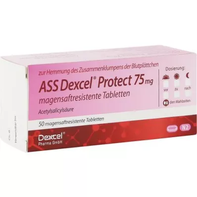 ASS Dexcel Protect 75 mg zarnās apvalkotās tabletes, 50 gab