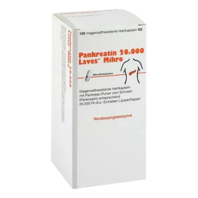 PANKREATIN 20.000 Laves Mikro kuņģa sulas cietās kapsulas, 100 gab