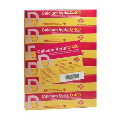 CALCIUM VERLA D 400 šļirstošās tabletes, 120 kapsulas CALCIUM VERLA D 400 šļirstošās tabletes, 120 kapsulas