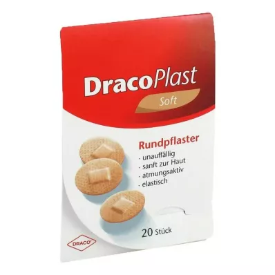 DRACOPLAST Mīkstie plāksteri 2,2 cm apaļi bez ādas, 20 gab