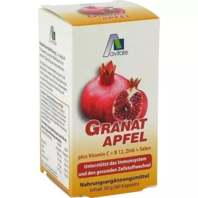 GRANATAPFEL 500 mg plus Vit.C+B12+Cinka+Selēna kapsulas, 60 kapsulas