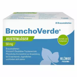 BRONCHOVERDE 50 mg putojošas tabletes pret klepu, 20 gab