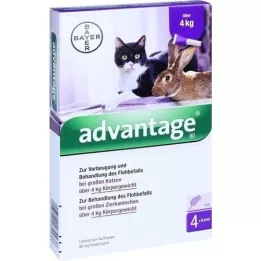 ADVANTAGE 80 mg lieliem kaķiem un lieliem dekoratīvajiem trušiem, 4X0,8 ml