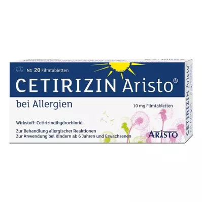 Cetirizine Aristo alerģijām 10 mg apvalkotās tabletes, 20 gab Cetirizine Aristo alerģijām 10 mg apvalkotās tabletes, 20 gab
