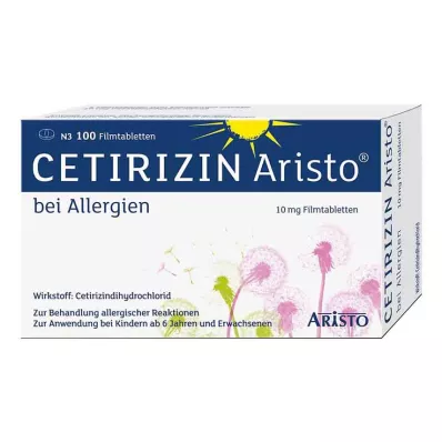 Cetirizine Aristo alerģijām 10 mg apvalkotās tabletes, 100 gab Cetirizine Aristo alerģijām 10 mg apvalkotās tabletes, 100 gab