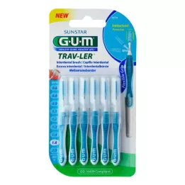 GUM TRAV-LER 1,6 mm egļu zili starpzobu zobi + 6 vāciņi, 6 gab