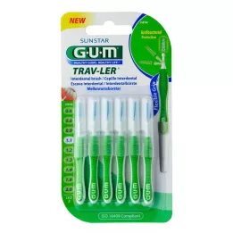 GUM TRAV-LER 1,1 mm egļu zaļš starpzobu apvalks + 6 vāciņi, 6 gab