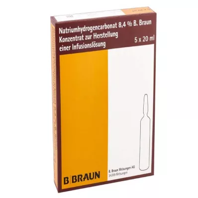 NATRIUMHYDROGENCARBONAT B.Braun 8,4% stikls, 5X20 ml