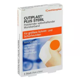 CUTIPLAST Plus sterils 5x7 cm pārsējs, 5 gab
