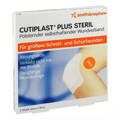 Cutiplast Plus sterils 7,8x10 cm pārsējs, 5 gab Cutiplast Plus sterils 7,8x10 cm pārsējs, 5 gab