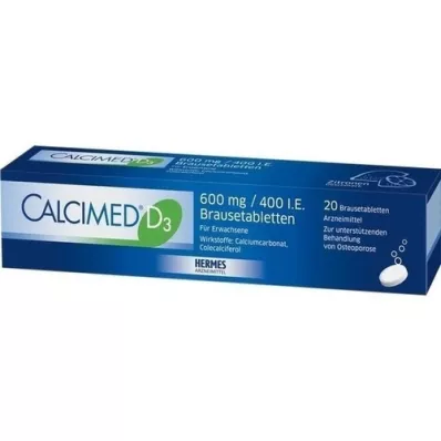 CALCIMED D3 600 mg/400 I.U. putojošas tabletes, 20 gab