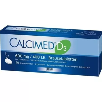 CALCIMED D3 600 mg/400 I.U. putojošas tabletes, 40 gab