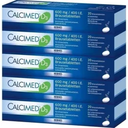 CALCIMED D3 600 mg/400 I.U. putojošas tabletes, 100 gab