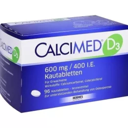 CALCIMED D3 600 mg/400 I.U. košļājamās tabletes, 96 gab