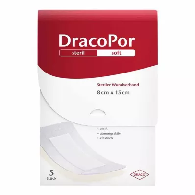 DRACOPOR Brūču pārsējs 8x15 cm sterils, 5 gab