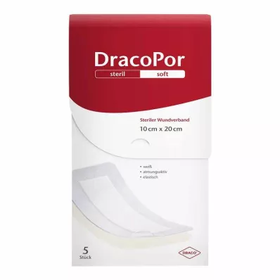DRACOPOR Brūču pārsējs 10x20 cm sterils, 5 gab