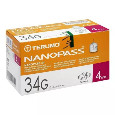 Terumo Nanopass 34 Pen kanule 34G 0,18x4mm, 100 gab