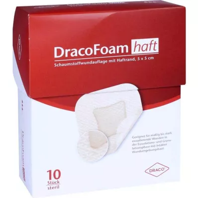 DRACOFOAM Adhezīvais putuplasta brūču pārsējs 5x5 cm, 10 gab
