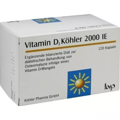 VITAMIN D3 KÖHLER 2000 I.U. kapsulas, 120 gab