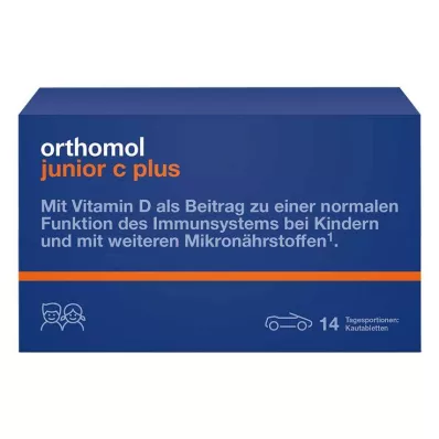 Orthomol Junior C plus košļājamās tabletes mandarīna apelsīns, 14 gab